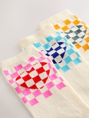 Bright Checkerboard Heart Trainer Socks 3 Pack - Image 5 of 7