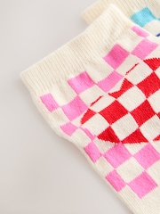 Bright Checkerboard Heart Trainer Socks 3 Pack - Image 6 of 7