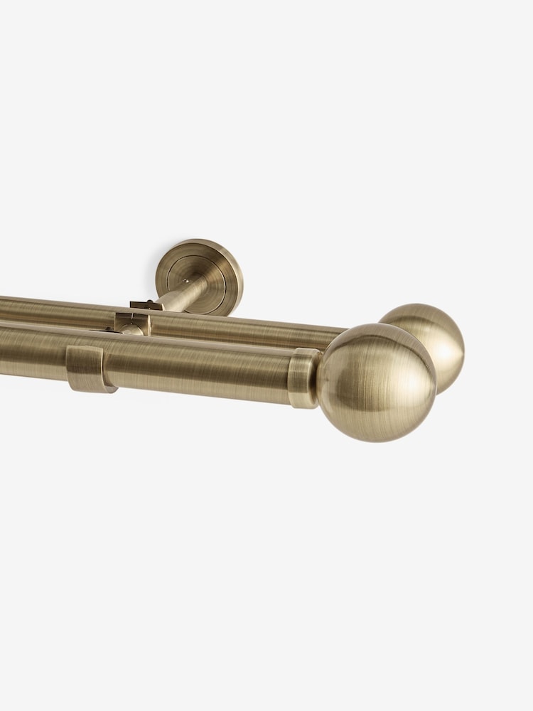 Antique Brass Extendable Double Curtain & Voile Ball Finial Pole Kit - Image 4 of 4 Antique Brass Extendable Double Curtain & Voile Ball Finial Pole Kit - Image 4 of 4