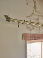 Antique Brass Hamish The Highland Cow 28mm Extendable Curtain Pole Kit - Image 2 of 3