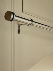 Antique Brass Ribbed Stud Finial 28mm Extendable Curtain Pole Kit - Image 3 of 4