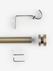 Antique Brass Ribbed Stud Finial 28mm Extendable Curtain Pole Kit - Image 4 of 4