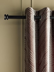 Black Ribbed Stud Finial 28mm Extendable Curtain Pole Kit - Image 2 of 2