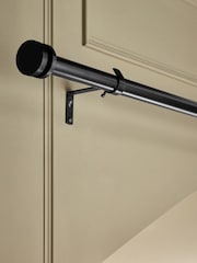 Black Ribbed Stud Finial 28mm Extendable Curtain Pole Kit - Image 3 of 4