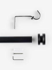Black Ribbed Stud Finial 28mm Extendable Curtain Pole Kit - Image 4 of 4