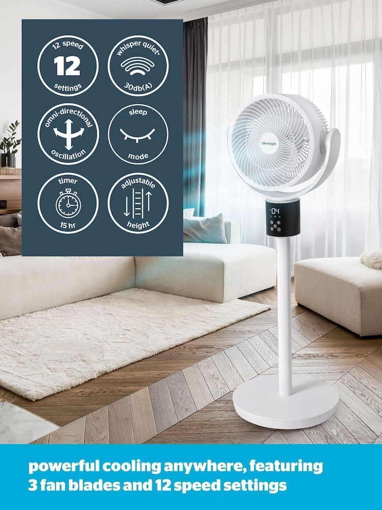 Silentnight White Airmax Pro 360 Oscillating Fan with Controller - Image 2 of 6