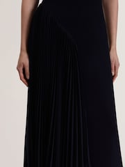 Ted Baker Blue AZZINA Sleeveless Knit Midi Dress With Pleat Panel - Image 3 of 5