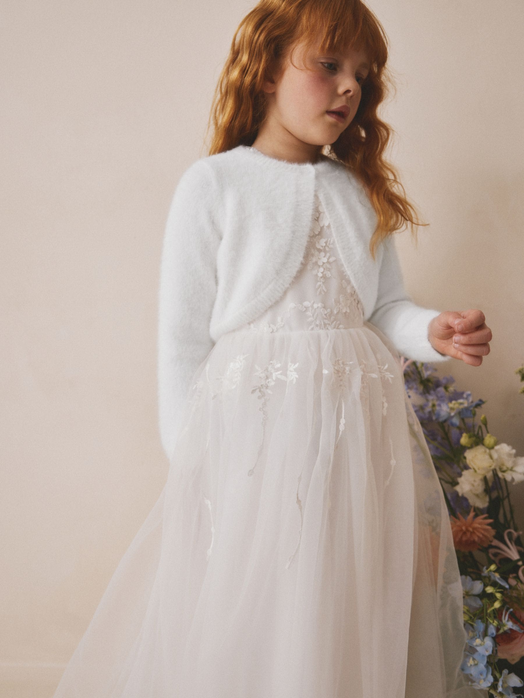 Buy White Occasion Bridesmaid Knitted Fluffy Cardigan Shrug