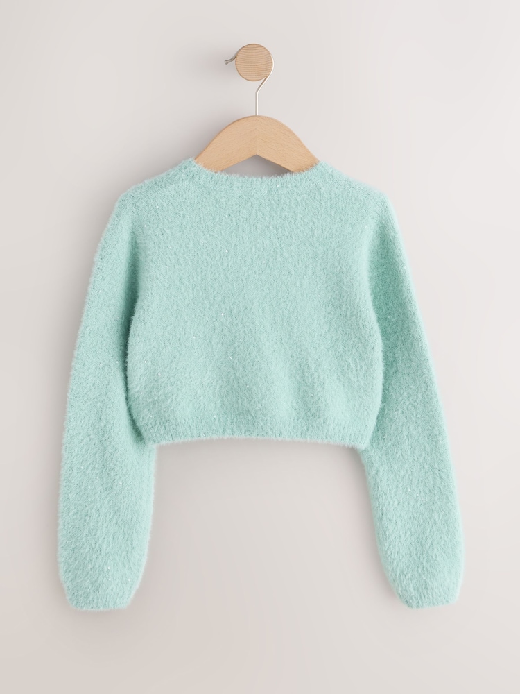 Teal Fluffy Occasion Shrug (12mths-16yrs) - Image 2 of 4 Teal Fluffy Occasion Shrug (12mths-16yrs) - Image 2 of 4