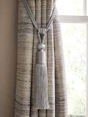 Set of 2 Silver Grey Large Tassel Curtain Tie Backs - Image 1 of 3