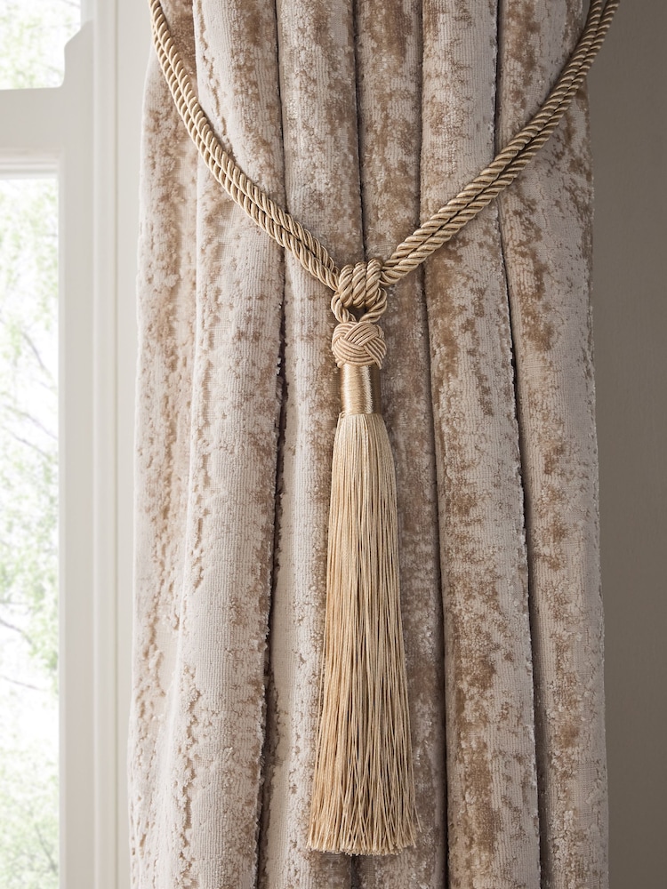 Set of 2 Champagne Gold Tassel Curtain Tie Backs - Image 1 of 3