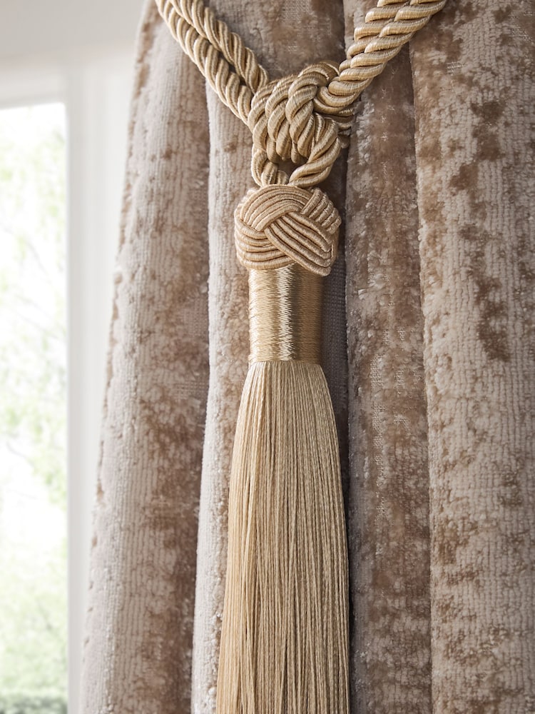 Set of 2 Champagne Gold Tassel Curtain Tie Backs - Image 2 of 3