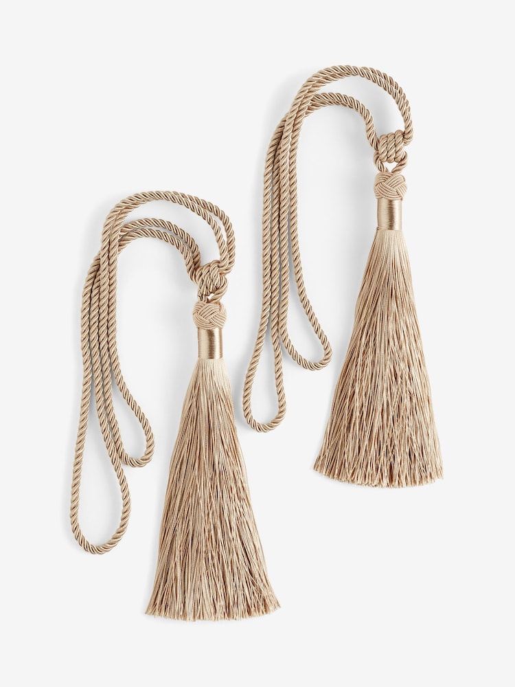 Set of 2 Champagne Gold Tassel Curtain Tie Backs - Image 3 of 3
