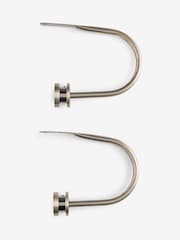 Set of 2 Antique Brass Ribbed Stud Curtain Holdbacks - Image 2 of 3