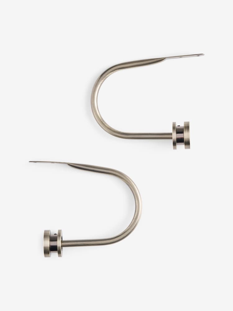 Set of 2 Antique Brass Ribbed Stud Curtain Holdbacks - Image 3 of 3