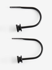 Set of 2 Black Ribbed Stud Curtain Holdbacks - Image 2 of 2