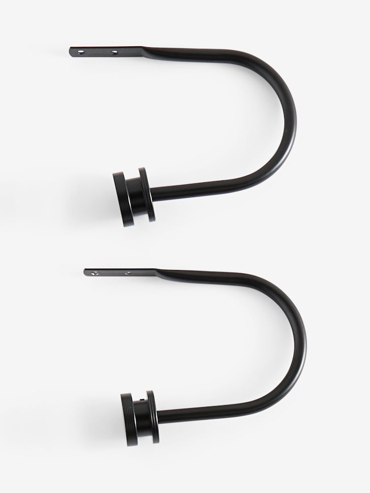 Set of 2 Black Ribbed Stud Curtain Holdbacks - Image 2 of 2