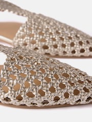 Mint Velvet Gold Leather Woven Flat Sandals - Image 3 of 4