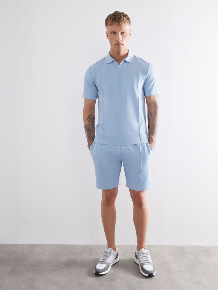 River Island Blue Slim Fit Pintuck Shorts - Image 1 of 4