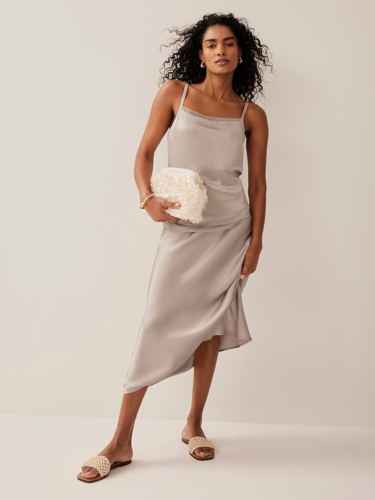 Mint Velvet Natural Satin Layered Cami Top - Image 1 of 7