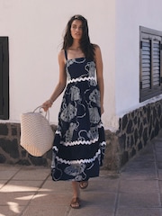Mint Velvet Blue Shell Print 100% Cotton Maxi Dress - Image 2 of 9