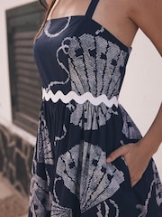 Mint Velvet Blue Shell Print 100% Cotton Maxi Dress - Image 4 of 9