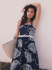 Mint Velvet Blue Shell Print 100% Cotton Maxi Dress - Image 5 of 9