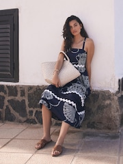 Mint Velvet Blue Shell Print 100% Cotton Maxi Dress - Image 6 of 9