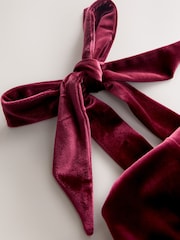 Burgundy Red Bridesmaid Bow Shoulder Velvet Maxi Dress - Image 9 of 9