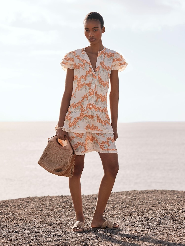 Mint Velvet Natural Floral Print Mini Dress - Image 1 of 7