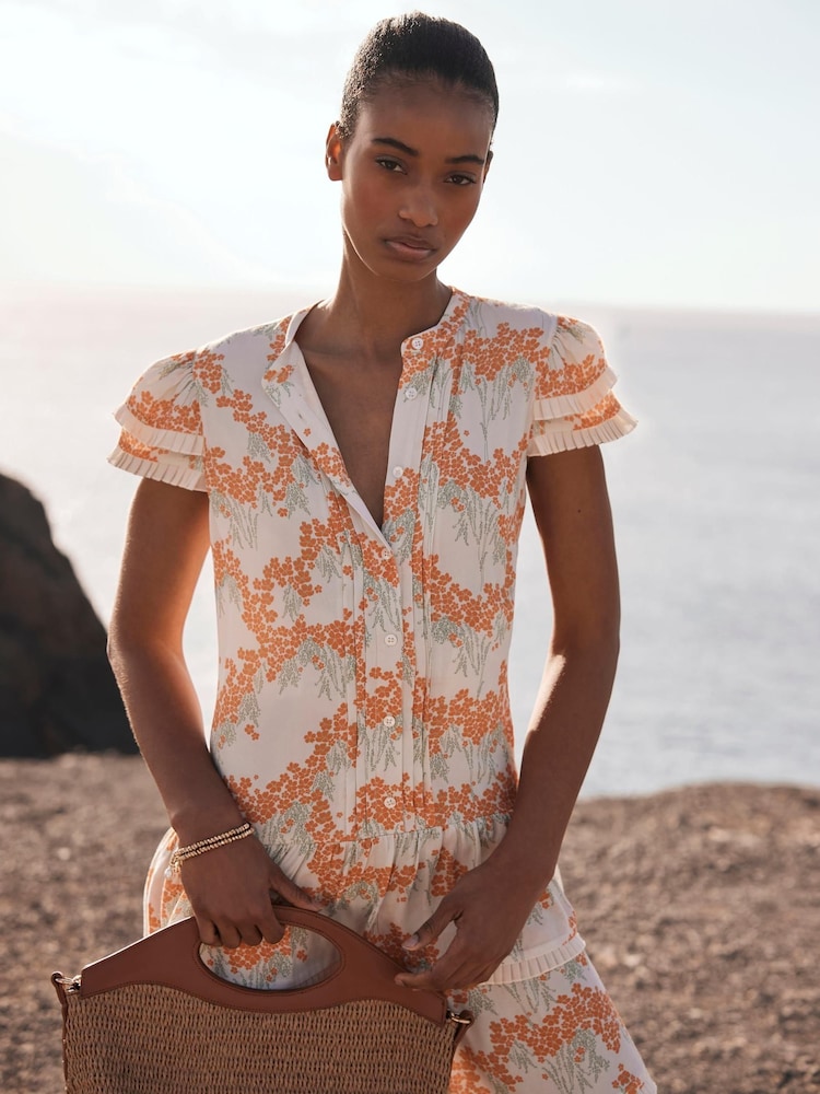 Mint Velvet Natural Floral Print Mini Dress - Image 2 of 7