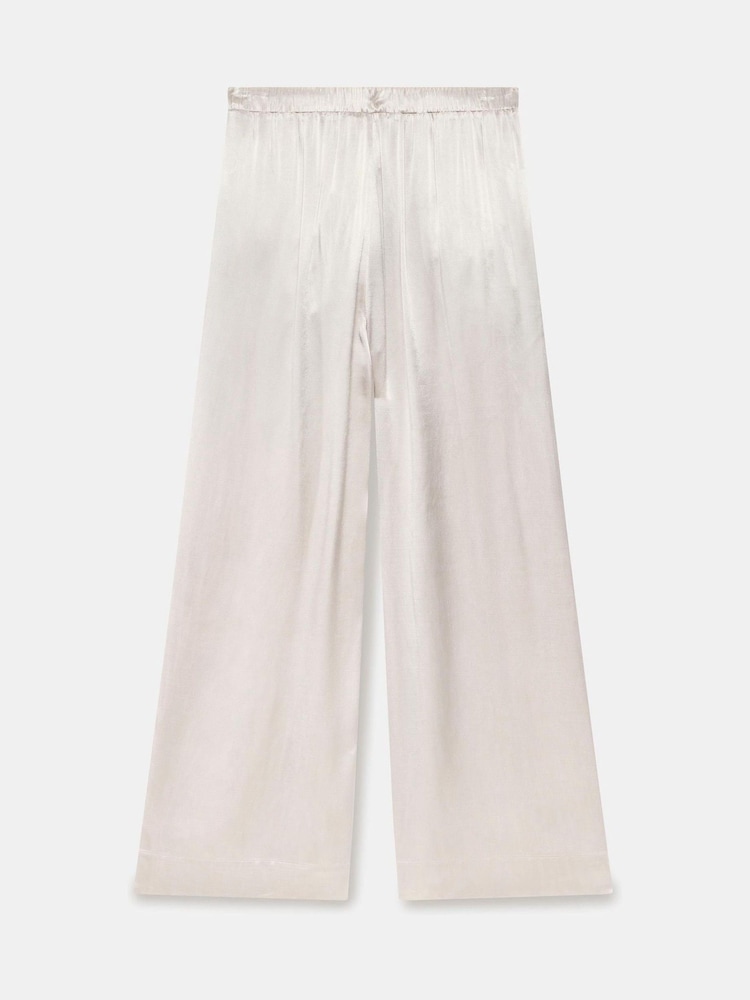 Mint Velvet Natural Satin Wide Trousers - Image 6 of 6