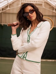 Mint Velvet White Ribbed 100% Cotton Cardigan - Image 1 of 8