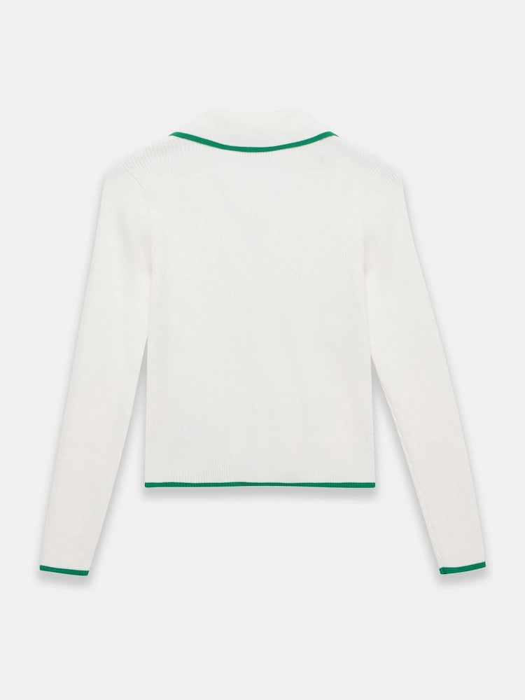Mint Velvet White Ribbed 100% Cotton Cardigan - Image 8 of 8