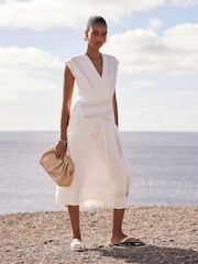 Mint Velvet White 100% Cotton Midi Dress - Image 2 of 7