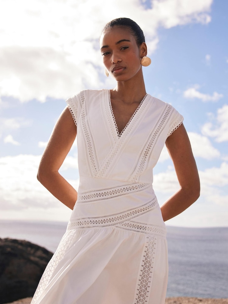 white midi dress uk White Midi Dress, Shirt Dress, Wedding Guest Dress, Fit and Flare Dress, Bridesmaid Dress, Button Front Dress, Custom Party Dress 3376#