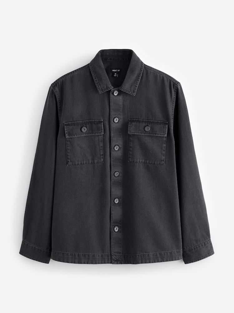 Black Pure Cotton Denim Shacket - Image 1 of 1
