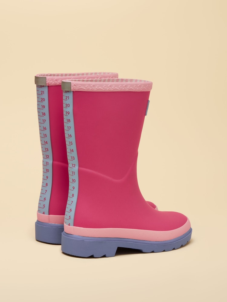 Joules Kids' Pink/Blue Colourblock Wellies - Image 2 of 6