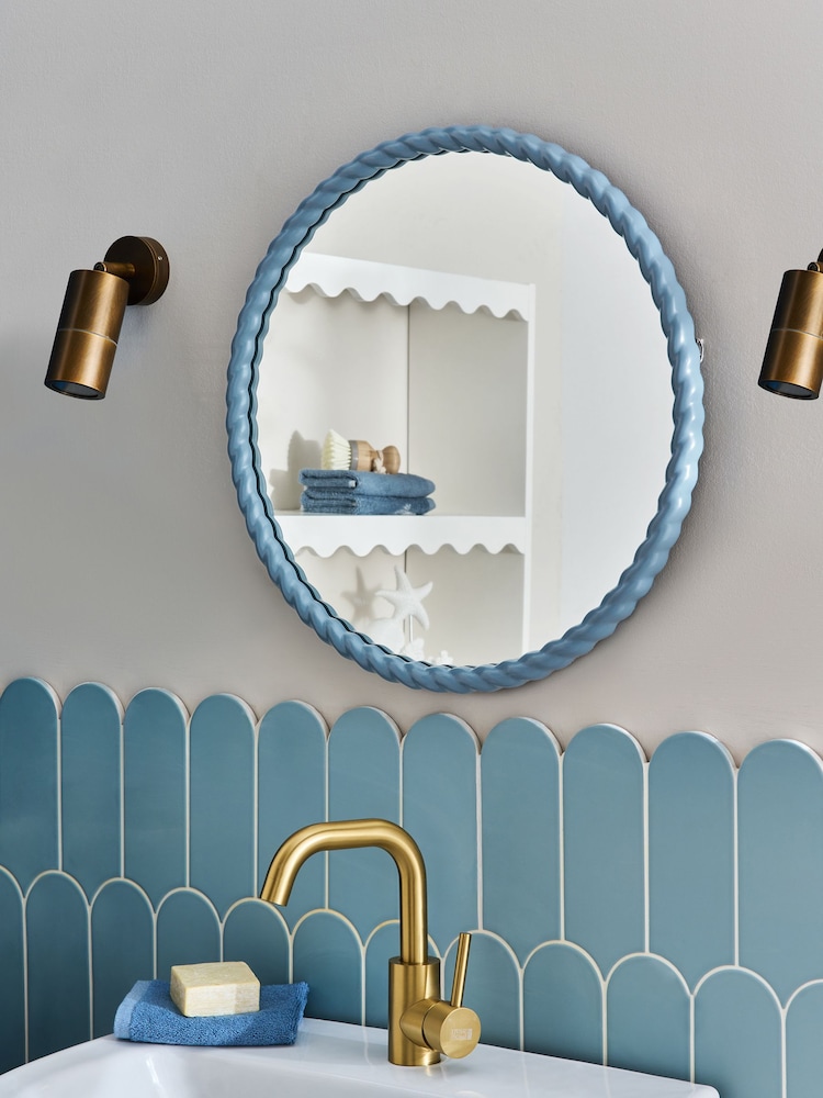 Wooden Twisted Pine Round Wall Mirror - Bild 1 von 2