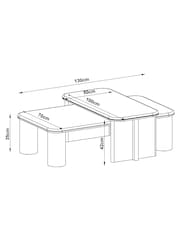 Natural N. Premium Aviano Oak Veneer and Marble Nest of 2, Rectangular Coffee Table - Image 4 of 10