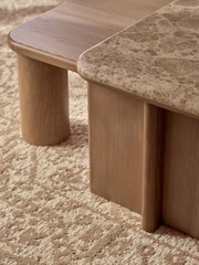 Natural N. Premium Aviano Oak Veneer and Marble Nest of 2, Rectangular Coffee Table - Image 6 of 10