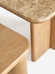 Natural N. Premium Aviano Oak Veneer and Marble Nest of 2, Rectangular Coffee Table - Image 9 of 10