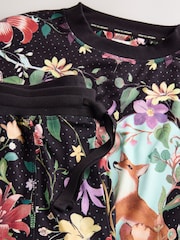 Charcoal Grey Floral Print Cosy Long Sleeve Arctic Fox Pyjamas - Image 7 of 7