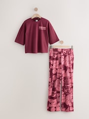 Burgundy Red Cotton Short Sleeve Pyjamas - Image 1 of 4