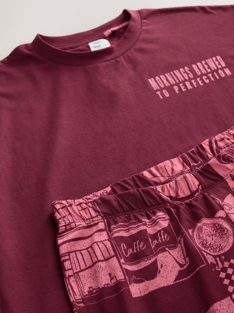 Burgundy Red Cotton Short Sleeve Pyjamas - Image 4 of 4 Burgundy Red Cotton Short Sleeve Pyjamas - Image 4 of 4