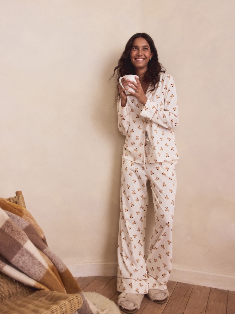 Oatmeal Teddy Bear 100% Cotton Long Sleeve Pyjamas - Image 2 of 11