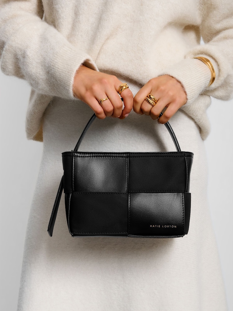 Katie Loxton Black Taya Woven Faux Suede Top Handle Bag - Image 4 of 4
