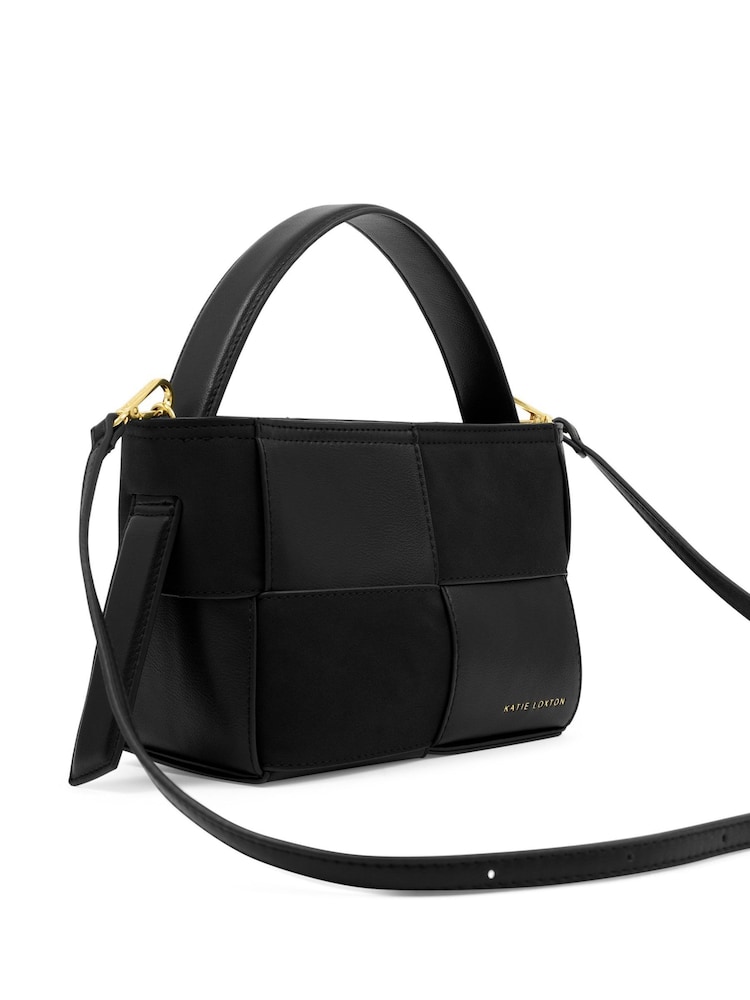 Katie Loxton Black Taya Woven Faux Suede Top Handle Bag - Image 4 of 4 Katie Loxton Black Taya Woven Faux Suede Top Handle Bag - Image 4 of 4
