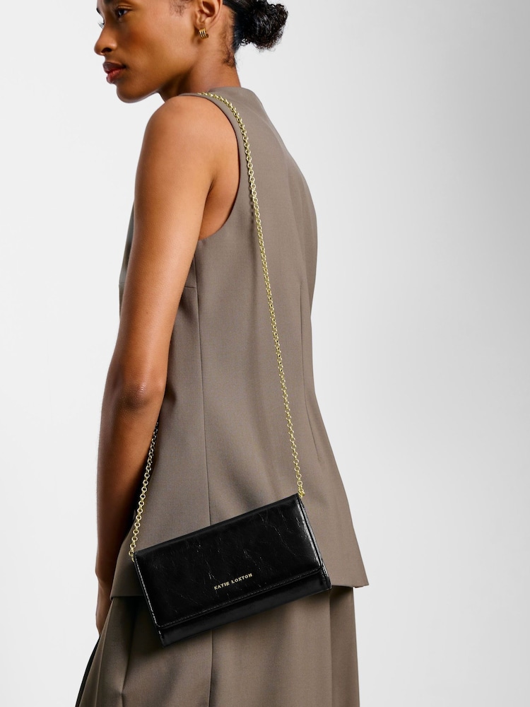 Katie Loxton Black Zea Patent Crackle Cross-Body Purse - Image 4 of 4