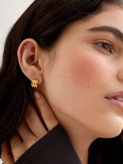 Katie Loxton Gold Tone Waterproof Hanna Huggie Hoop Earrings - Image 3 of 3